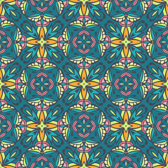 Abstract festive colorful floral vector ethnic tribal pattern