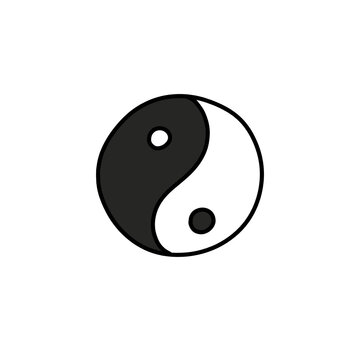 yin yang symbol doodle icon, vector color illustration