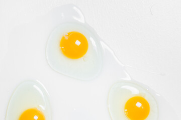 raw eggs on a white background