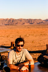 Having a drink at the lodge