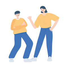 celebrating man and woman young characters isolated design