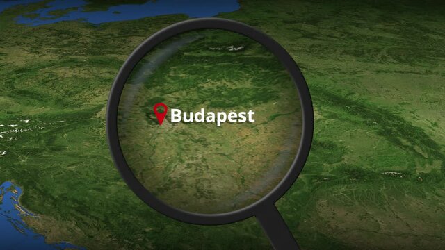 Budapest city being found on the map, 3d rendering