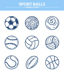 Sport Ball Doodle Illustration and icon with round shape