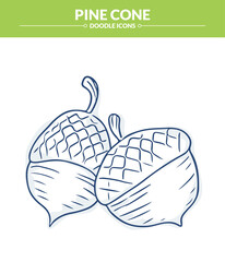 Pine Cone doodle illustration, simple and cute sketching style