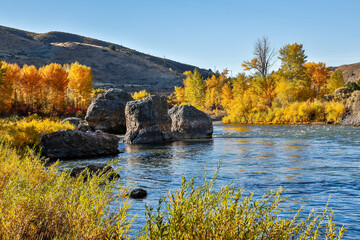 The Salmon River (River of No Return) during the fall season, north of Carmen, Idaho.