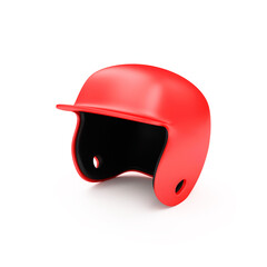 Red baseball helmet on white background. Sport equipment for baseball game.