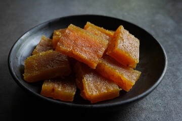 Homemade Kozhokodan Halwa / Traditional Kerala Calicut Halva, selective focus