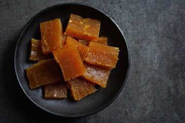 Homemade Kozhokodan Halwa / Traditional Kerala Calicut Halva, selective focus