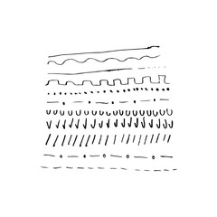 Set of handmade, hand drawn underline strokes isolated on white background EPS Vector 