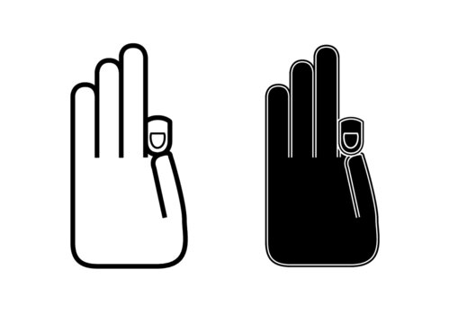 2D vector graphic of hands performing Vitarka Mudrā, a Buddhist symbolic hand gesture, sometimes used in Yoga and meditation