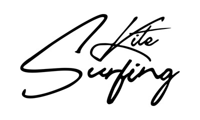 Kite Surfing Handwritten Font Calligraphy Black Color Text 
on White Background