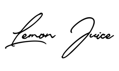 Lemon Juice Handwritten Font Calligraphy Black Color Text 
on White Background