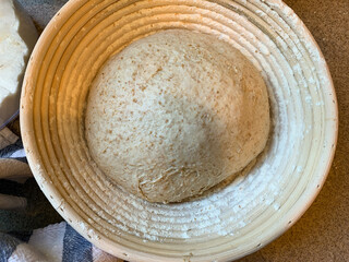 Homemade Bread Dough Resting in a Bowl Before Being Baked at Home During Covid19