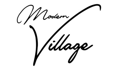 Modern Village Handwritten Font Calligraphy Black Color Text 
on White Background