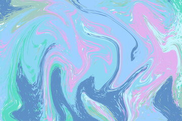 Blue pink abstract background. Colorful liquid paint raster illustration. Digital suminagashi paper.