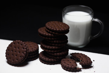 glass of milk and chocolate chip cookies