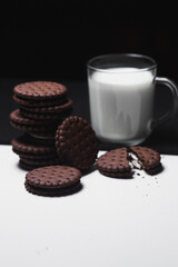 glass of milk and chocolate chip cookies