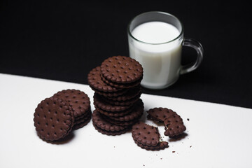 glass of milk and chocolate chip cookies