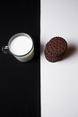 glass of milk and chocolate chip cookies