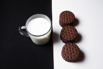 glass of milk and chocolate chip cookies