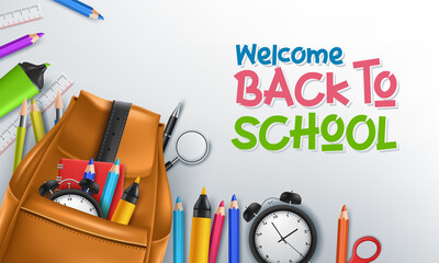 Back to school with school items and elements