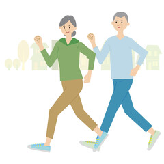 Obraz premium ジョギングをする高齢者夫婦