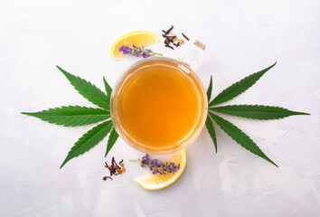 Cannabis infused tea made with marijuana, loose leaf tea, lavender and chamomile. A relaxing CBD infused beverage to wake up. Can be used for medical purposes for sleep and anxiety.