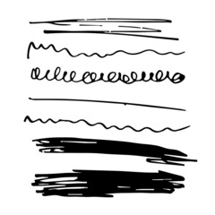 Set of handmade, hand drawn underline strokes isolated on white background EPS Vector 