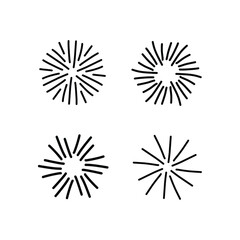 Set, collection of vintage sunburst, explosion doodles isolated on white background EPS Vector Abstract