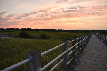 Fototapeta premium sunset at boardwalk