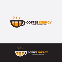 Modern Vektor Coffee power logo template design. Creative coffee logo flash energy concept. Concept of morning energy, charging drink.