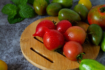 fresh fruit tomatoes in a bowl close up