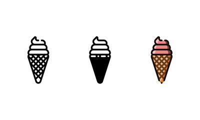 Ice Cream Icons. With outline, glyph, and filled outline style