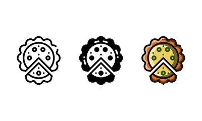 Pie cake icon. With outline, glyph, and filled outline style