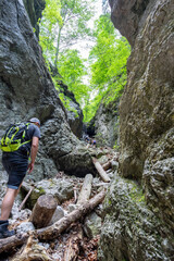 Male Person on Hike Via Ferrata at the Weichtalklamm in Lower Austria