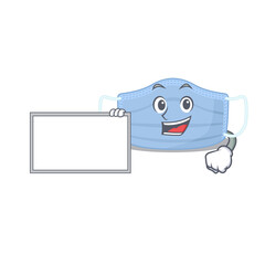 Cartoon character design of surgical mask holding a board
