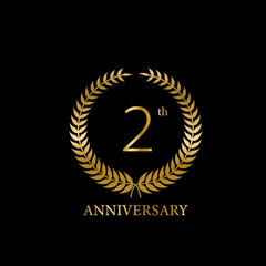 2th golden anniversary logo,with Laurel Wreath ,Vector Illustration