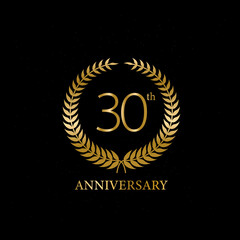 30th golden anniversary logo,with Laurel Wreath ,Vector Illustration