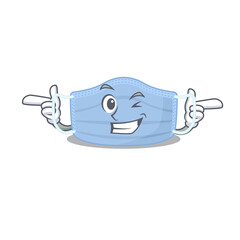Cartoon design of surgical mask showing funny face with wink eye