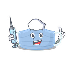 Surgical mask humble nurse mascot design with a syringe