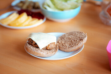 Closeup view of home make hamburger