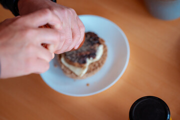 Closeup view of home make hamburger