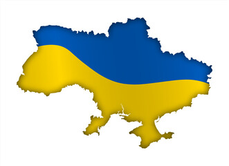 borders Of Ukraine in colors of national Ukrainian flag. Independence Day. Basis of festive banner, layout. Vector on a white background