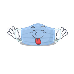 Funny surgical mask cartoon design with tongue out face