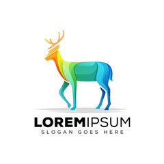 Colorful animal deer logo illustration vector template