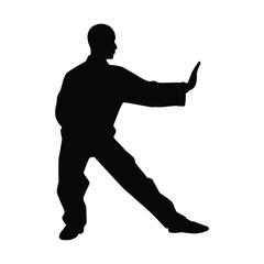 Tai Chi Chuan man silhouette vector