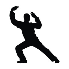 Tai Chi Chuan man silhouette vector