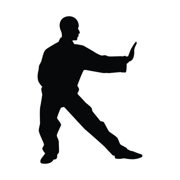 recommend clip art: Tai Chi Chuan man silhouette vector