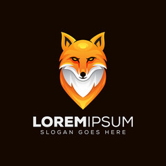 animal Head fox logo design vector template