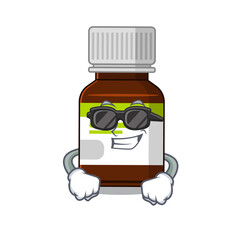 cartoon character of antibiotic bottle wearing classy black glasses